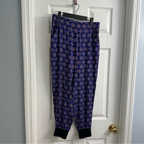 Kate Spade Saturday Pants Jogger Lounge Casual Purple Patterned Silk Extra Small - Picture 3 of 6